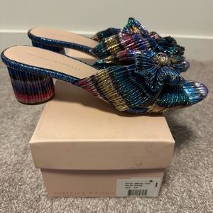 Loeffler Randall Emilia Block Sandal in Rainbow. Size 9.5